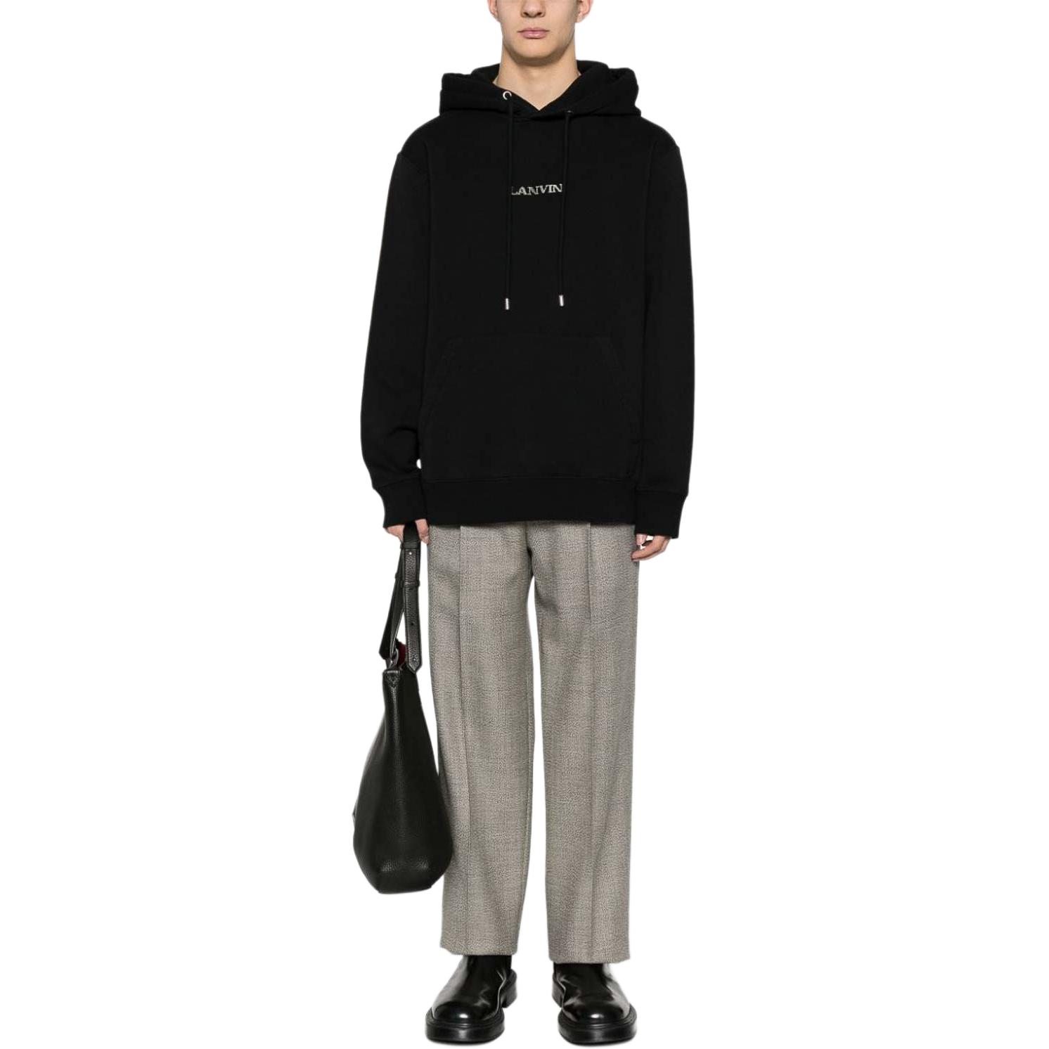 Lookbook Sudadera con Capucha Lanvin Negra con Logo Estampado. RU-HO0009-J110-P2410