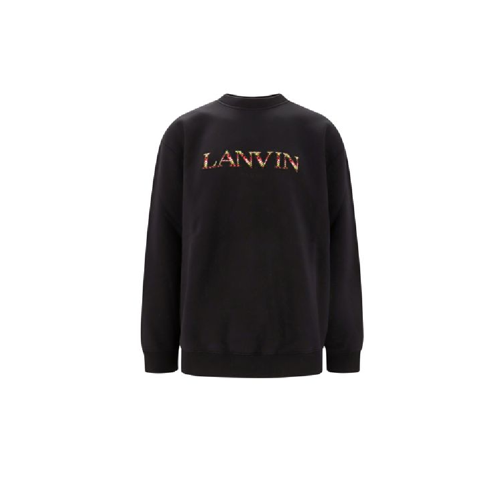 Lanvin  Black Loose Fit Embroidered Lettering Crewneck Sweatshirt. RM-SS0004-J209-A2310