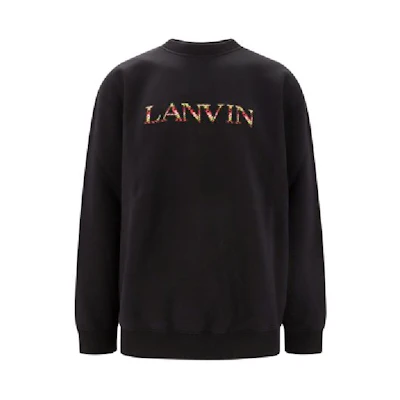 Lanvin Black Loose Fit Embroidered Lettering Crewneck Sweatshirt. RM-SS0004-J209-A2310