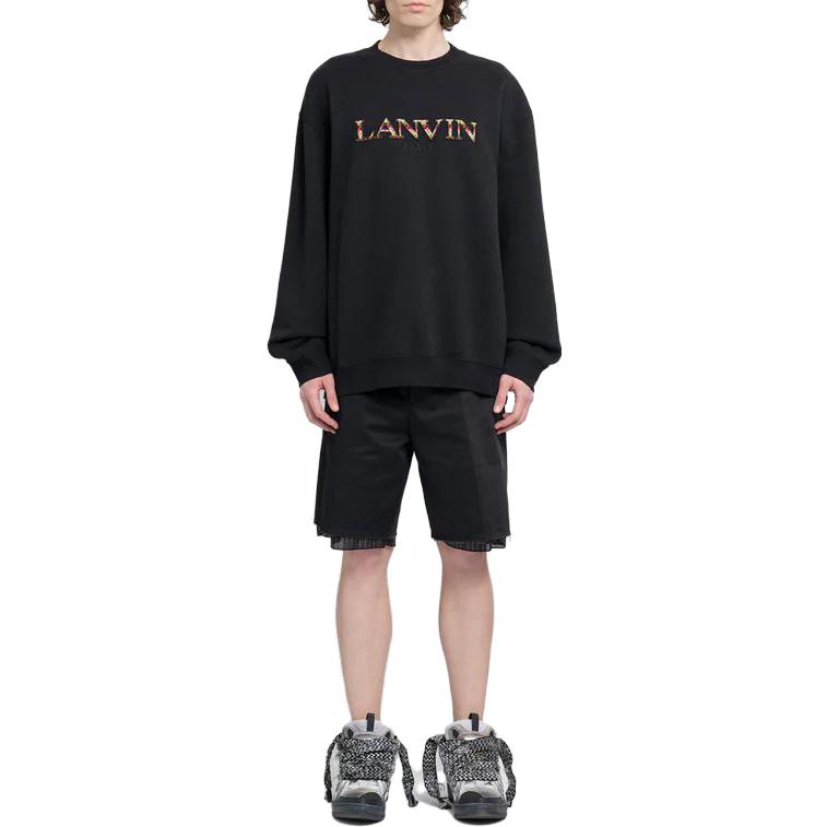 Lookbook Sudadera Lanvin Negra Ajustada con Bordado de Letras en el Pecho. RM-SS0004-J209-A2310