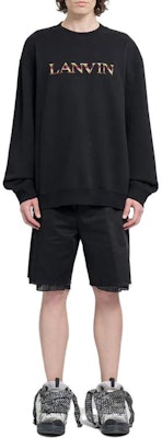 Sudadera Lanvin Negra Ajustada con Bordado de Letras en el Pecho. RM-SS0004-J209-A2310 Lookbook Sudadera Lanvin Negra Ajustada con Bordado de Letras en el Pecho. RM-SS0004-J209-A2310