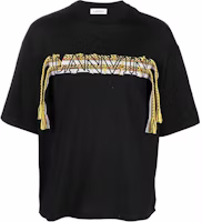 Lanvin Black Tassel Letter Graphic Crewneck Short Sleeve T-Shirt. RM-TS0009J1-98A2-210 Lanvin Black Tassel Letter Graphic Crewneck Short Sleeve T-Shirt. RM-TS0009J1-98A2-210