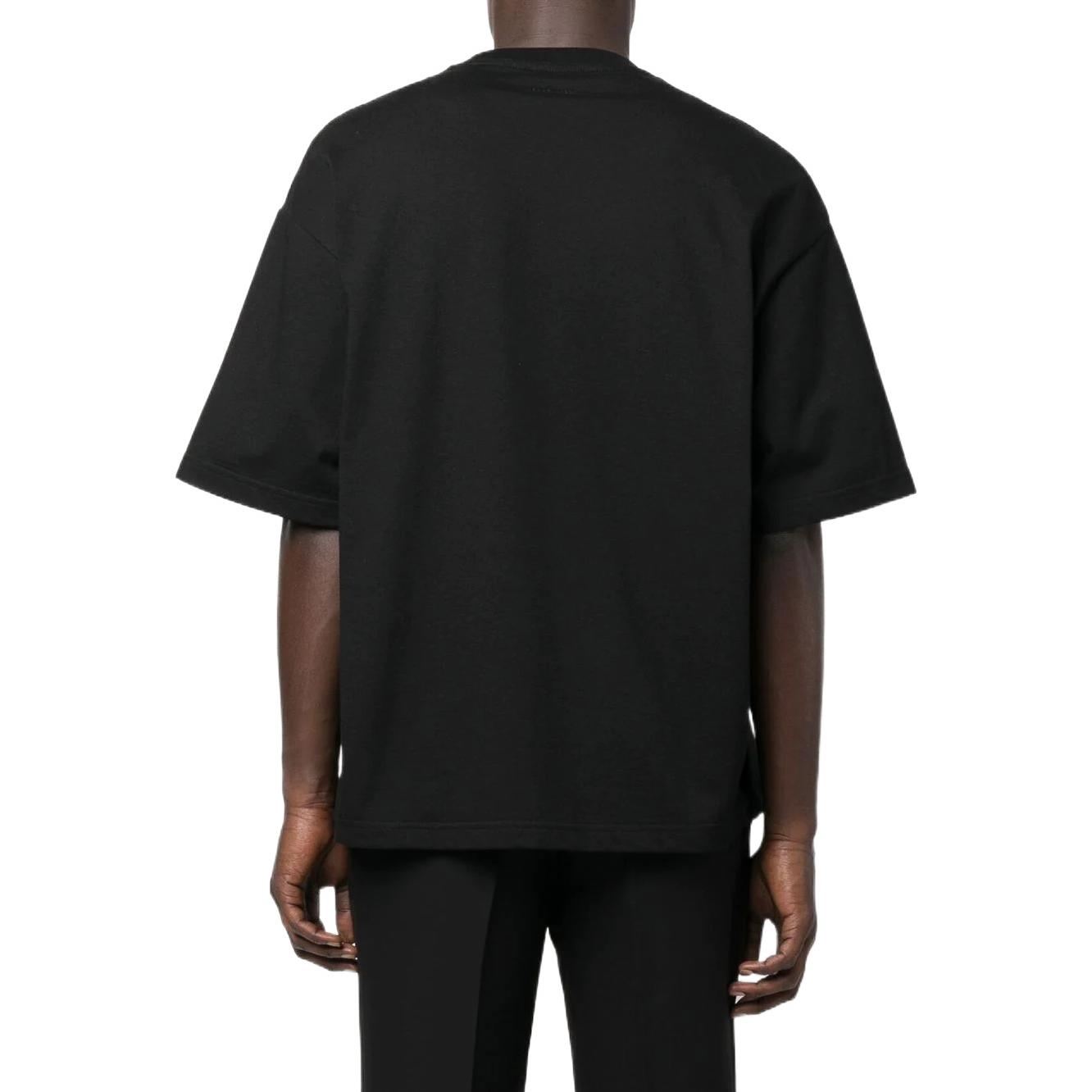 Shop Lanvin Baju-T Crewneck Lengan Pendek Hitam dengan Grafik Huruf & Rumbai. RM-TS0009J1-98A2-210