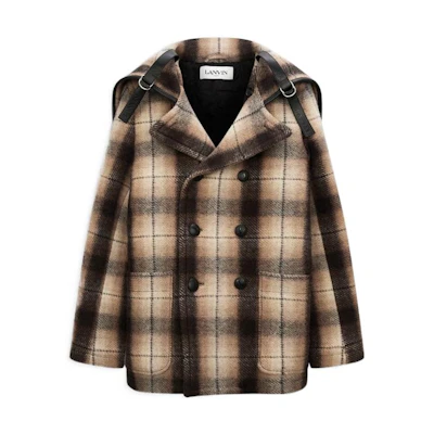 Lanvin Checkered Long Sleeve Coat Beige RM-OU0105-5042-H210502