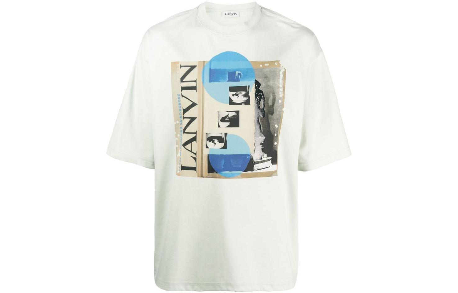 Lanvin  Green Crewneck T-Shirt with Letter Print. RM-TS0018J-014P-23401