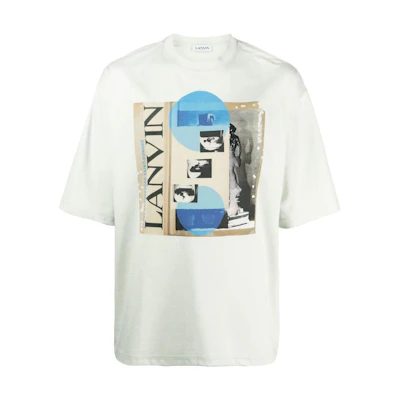 Lanvin Green Crewneck T-Shirt with Letter Print. RM-TS0018J-014P-23401