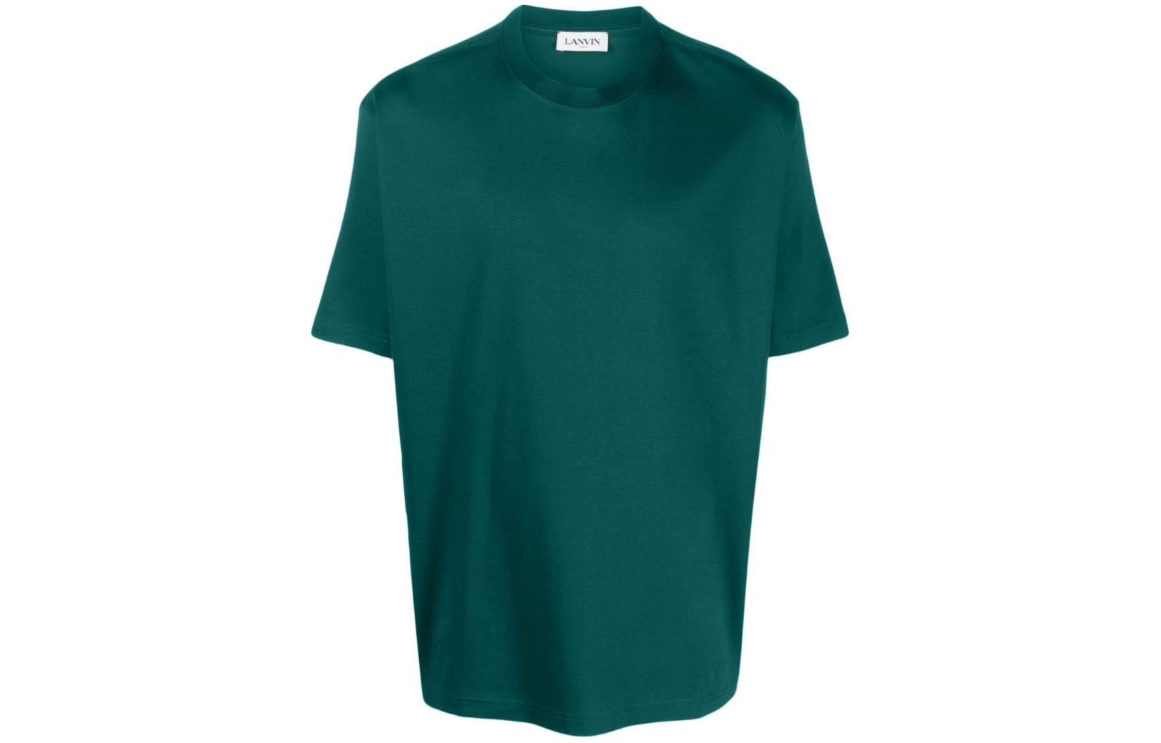 Lanvin  Green Crewneck T-Shirt with Logo Embroidery. RM-TS0010-J207-H23