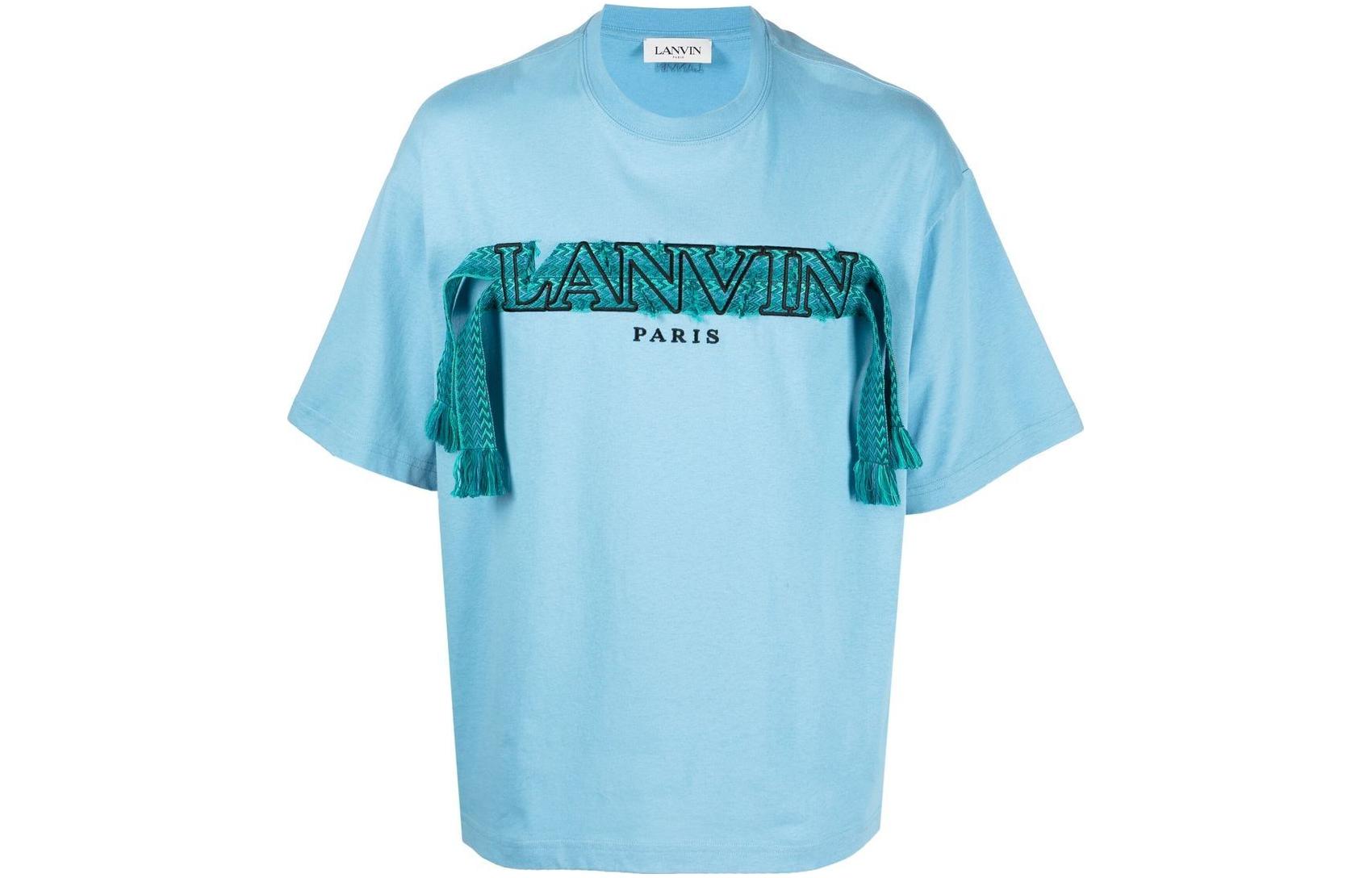 Lanvin  Logo Embroidered Knit Crewneck Short Sleeve T-Shirt RM-TS0009-J198-A22280