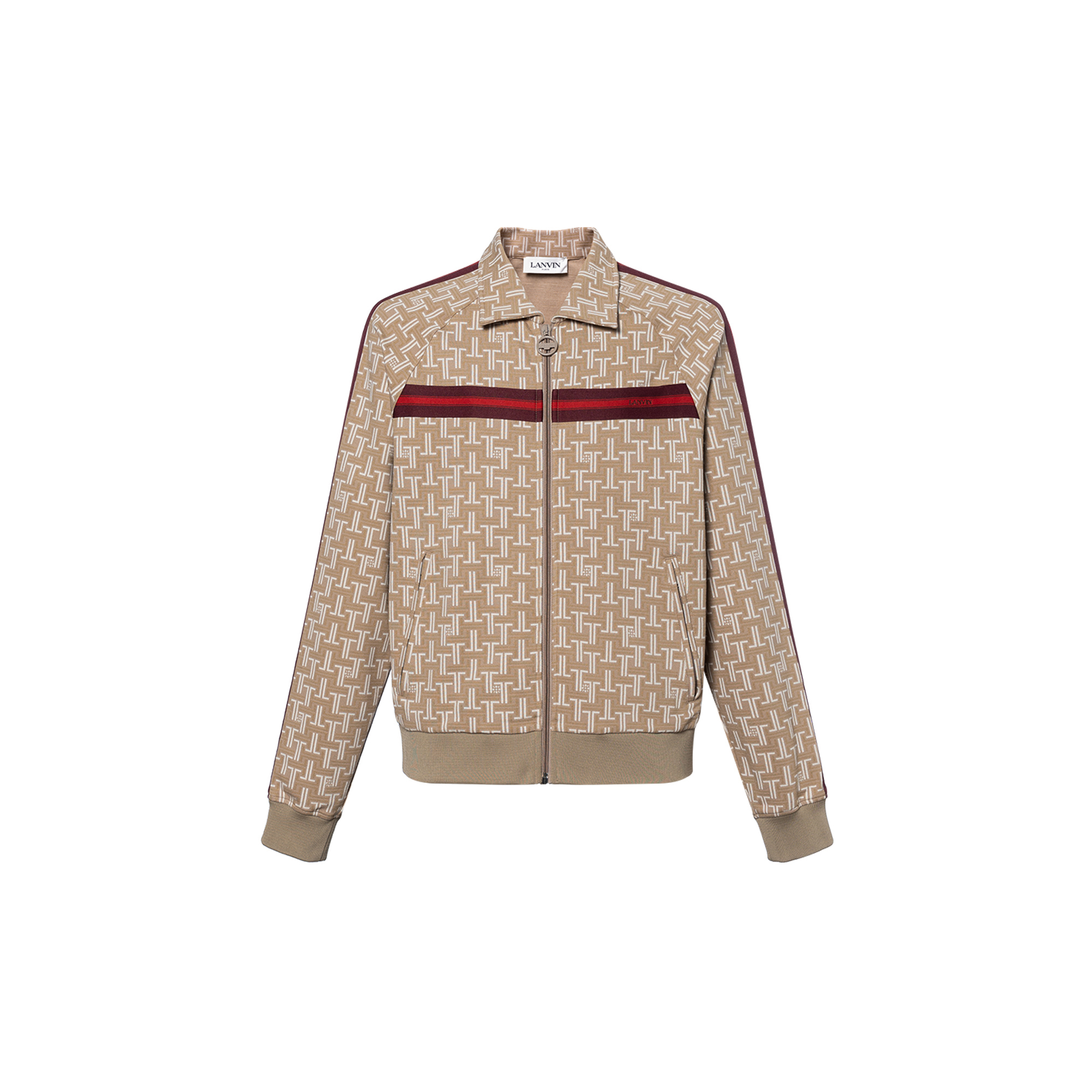 Lanvin  Striped Zip-Up Collared Long Sleeve Jacket - Off White. RM-SS0006-4933-A21