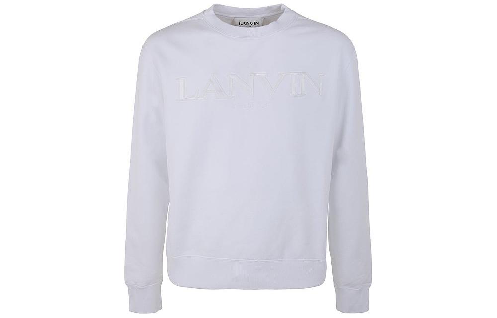 Lanvin  White Crewneck Sweatshirt with Front Letter Embroidery. RMSS0001-J210P23-01