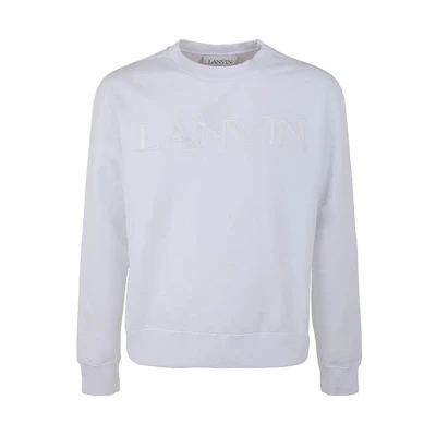 Lanvin White Crewneck Sweatshirt with Front Letter Embroidery. RMSS0001-J210P23-01