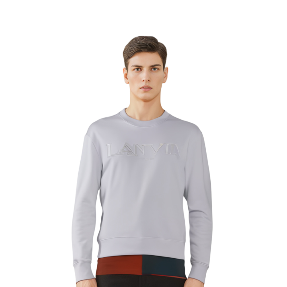 Shop Lanvin Crewneck Sweatshirt Putih Dengan Bordir Huruf di Depan. RMSS0001-J210P23-01
