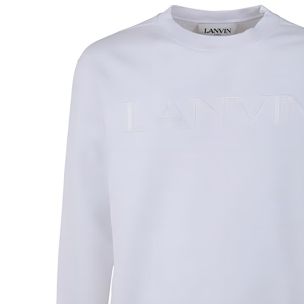 Sizing Lanvin Crewneck Sweatshirt Putih Dengan Bordir Huruf di Depan. RMSS0001-J210P23-01
