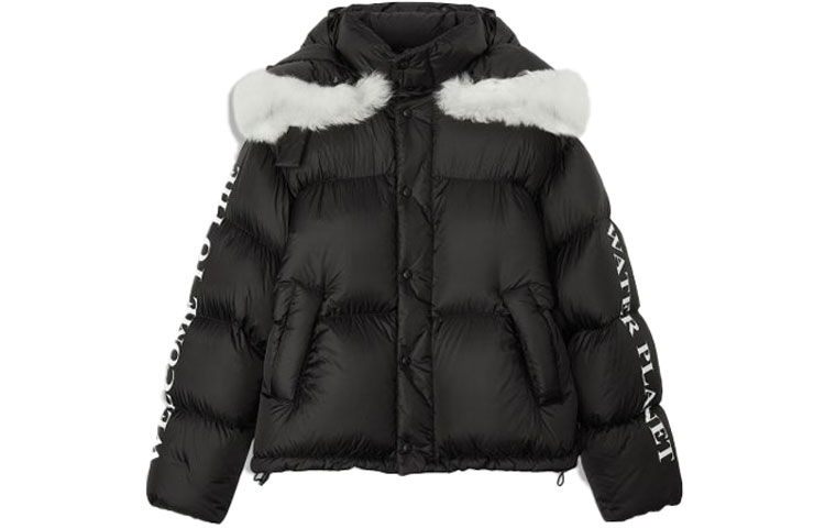 Lanvin  Winter Black Hooded Puffer Jacket with Letter Print Design. RM-OU0112-O001-H21S1