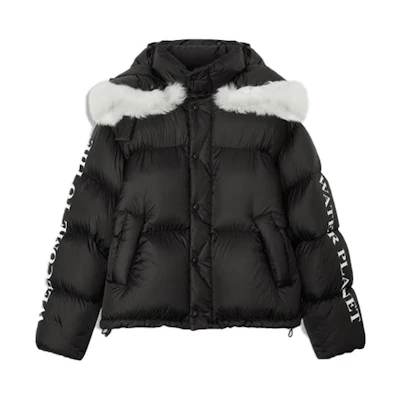 Lanvin Winter Black Hooded Puffer Jacket with Letter Print Design. RM-OU0112-O001-H21S1
