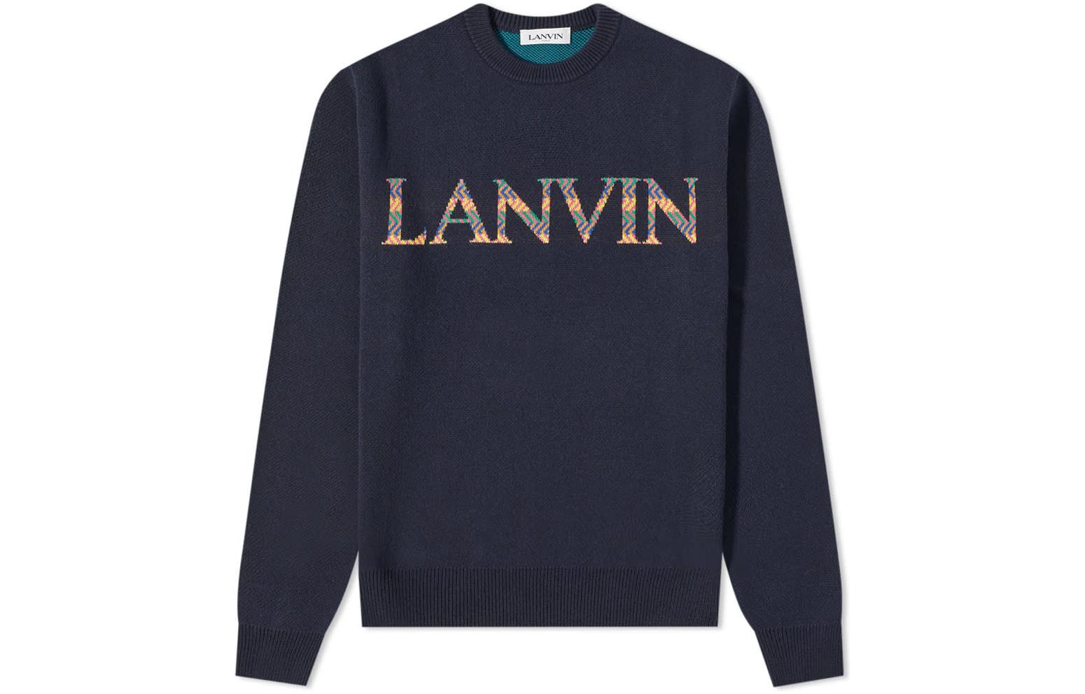 Lanvin  Wool Sweater with Logo Crewneck Long Sleeve - Blue. RM-PO0040-K202-P22291