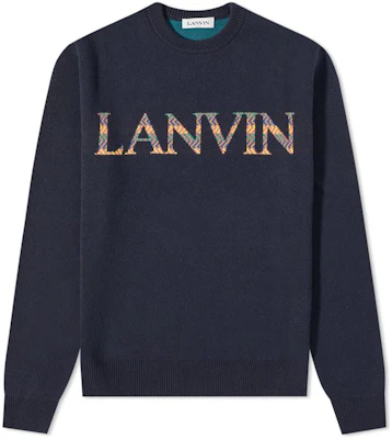 Lanvin Sweater Bulu dengan Logo Crewneck Lengan Panjang - Biru. RM-PO0040-K202-P22291 Buy Lanvin Sweater Bulu dengan Logo Crewneck Lengan Panjang - Biru. RM-PO0040-K202-P22291