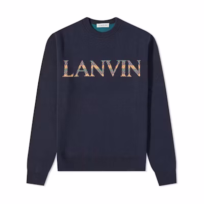 Lanvin Wool Sweater with Logo Crewneck Long Sleeve - Blue. RM-PO0040-K202-P22291