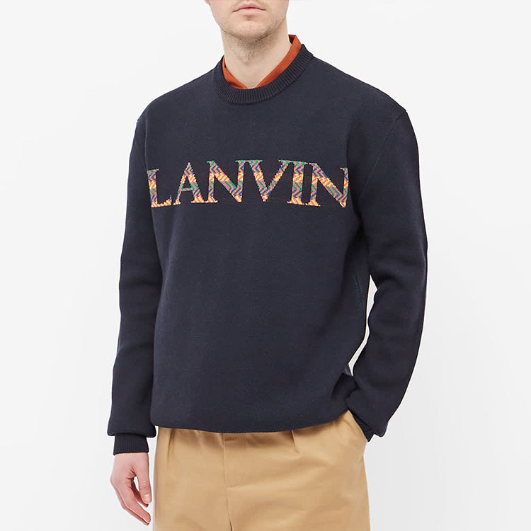 Purchase Lanvin Sweater Bulu dengan Logo Crewneck Lengan Panjang - Biru. RM-PO0040-K202-P22291