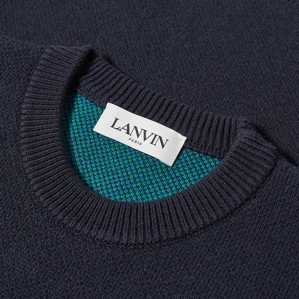 Details for Lanvin Sweater Bulu dengan Logo Crewneck Lengan Panjang - Biru. RM-PO0040-K202-P22291