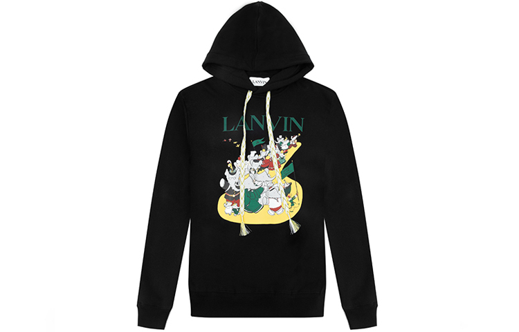Lanvin Babar Capsule Hoodie Black Unisex with Elephant Letter Print RM-HO0001-J005-E2110