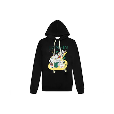 Lanvin Babar Capsule Hoodie Black Unisex with Elephant Letter Print RM-HO0001-J005-E2110