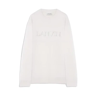 Lanvin Beige Crewneck Sweatshirt with Letter Print Long Sleeves RM-SS0004-J210-A23042