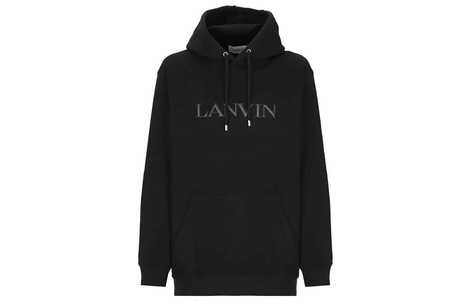 Lanvin Black Hoodie with Letter Embroidery Design RMHO0009J233H2310