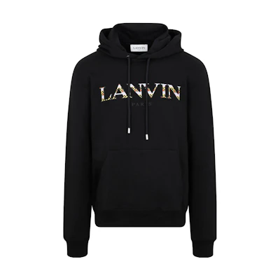 Lanvin Black Hoodie with Letter Print Pullover Design RM-HO0010-J209-A22