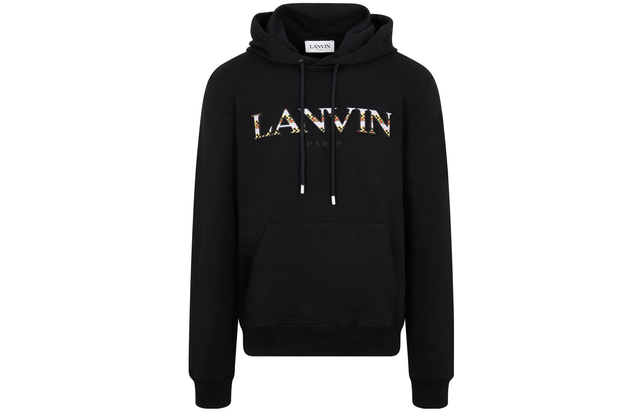 Order Lanvin 黑色連帽衫 字母印花套頭設計 RM-HO0010-J209-A22