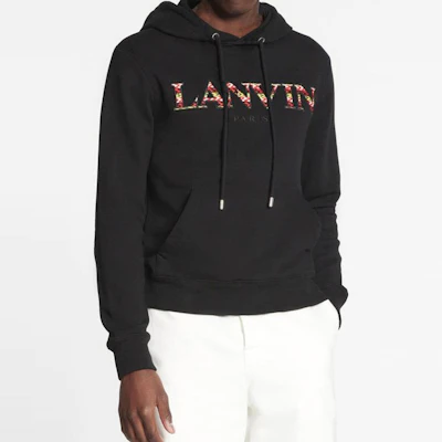 Lanvin 黑色連帽衫 字母印花套頭設計 RM-HO0010-J209-A22 Shop Lanvin 黑色連帽衫 字母印花套頭設計 RM-HO0010-J209-A22