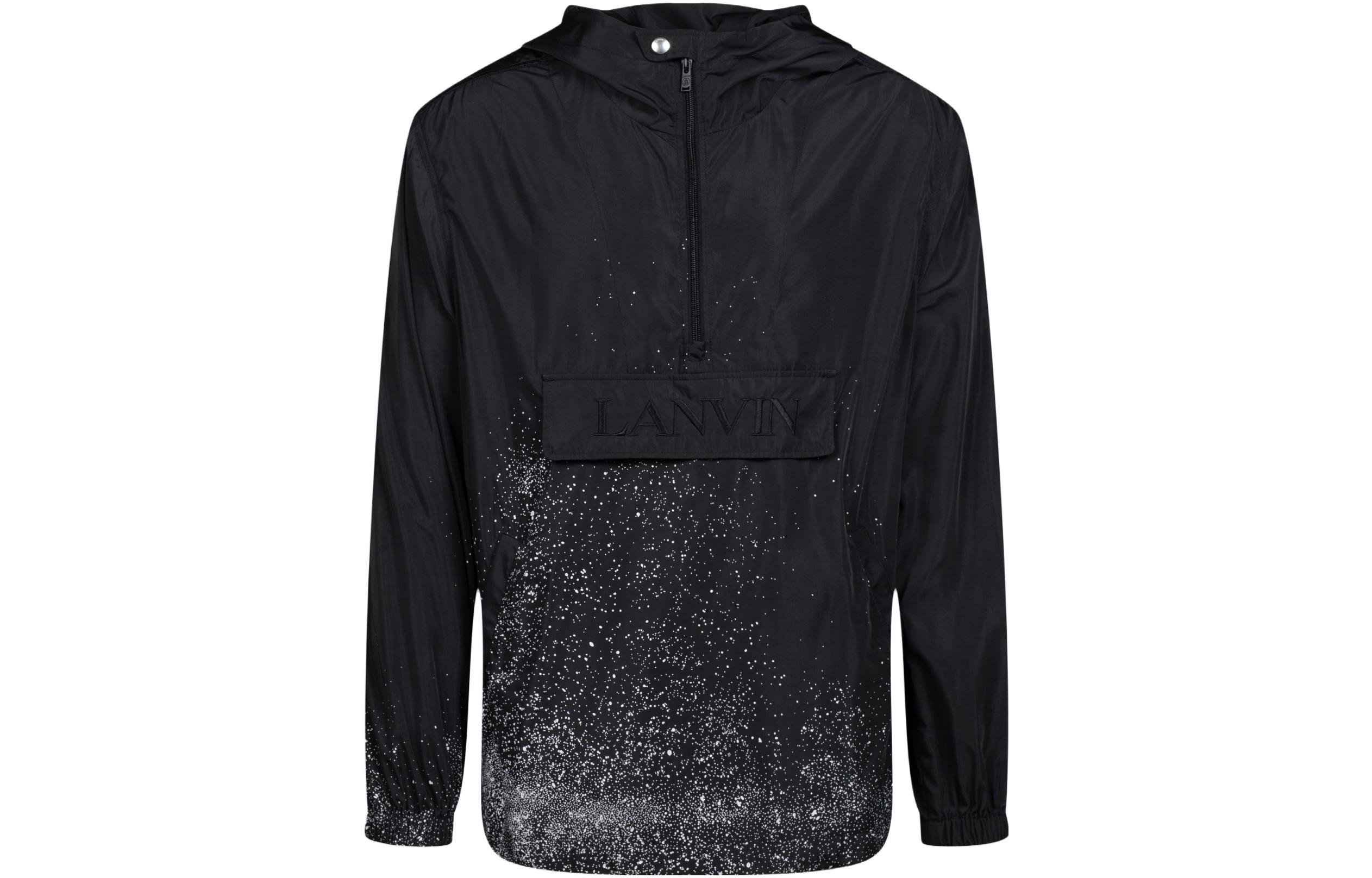 Lanvin Black Solid Color Hooded Zip-Up Loose-Fit Jacket RM-JAG038-4825-S1