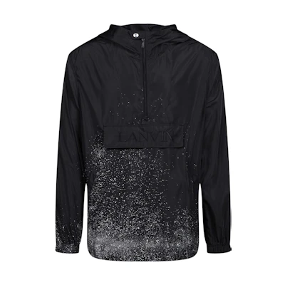 Lanvin Black Solid Color Hooded Zip-Up Loose-Fit Jacket RM-JAG038-4825-S1
