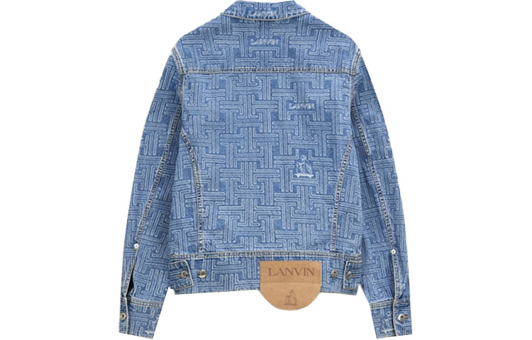 Lookbook Chaqueta Vaquera Azul Lanvin con Estampado y Cuello Abierto. RM-JA0082-D025-H21