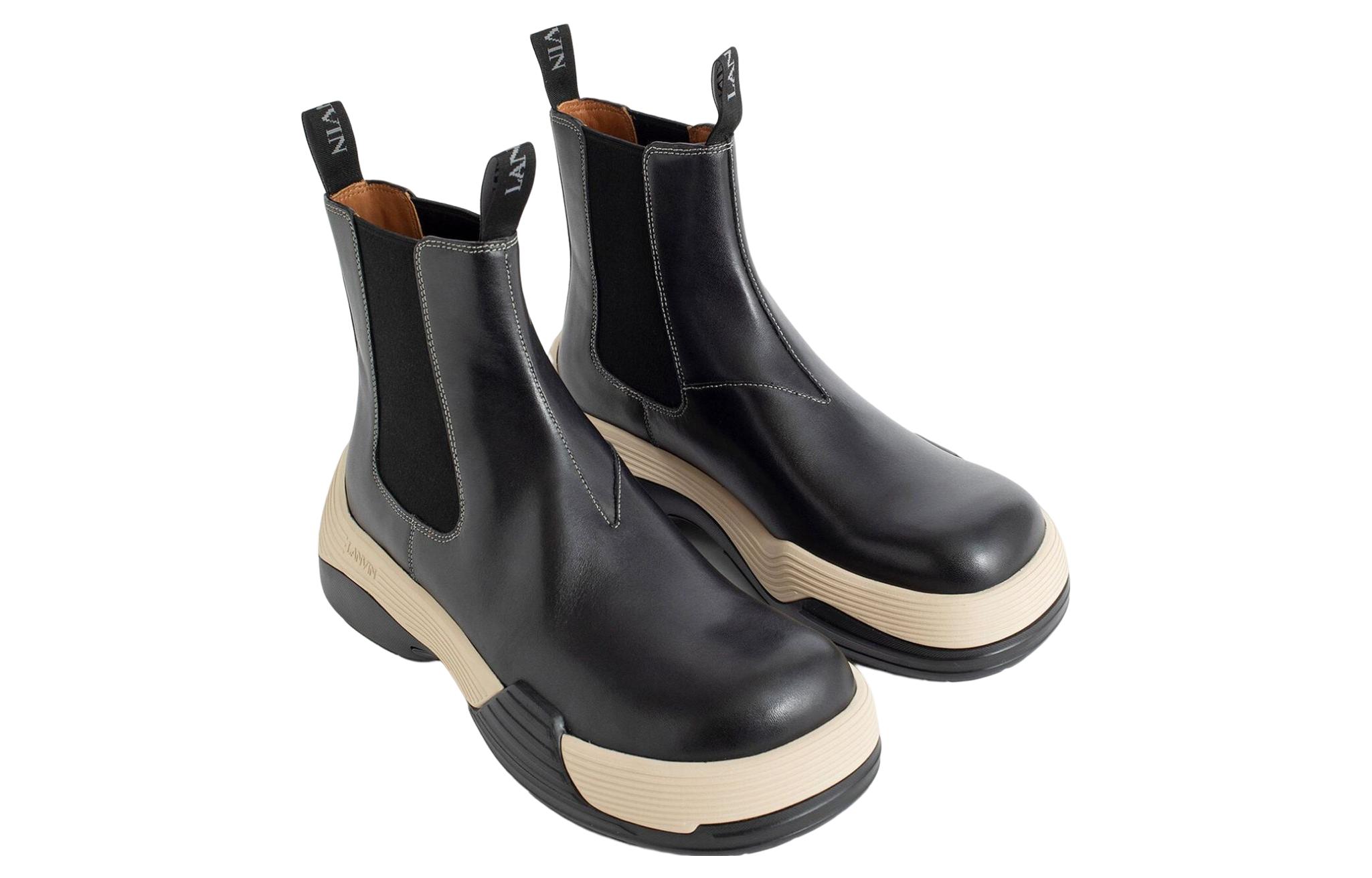 Lookbook But Chelsea Lanvin Kulit Anak Lembu Chunky Hujung Bulat 'Hitam' FM-BOSI07-CALF-P23B101