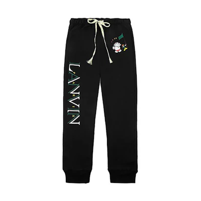Lanvin Capsule Letter Print Drawstring Knit Sweatpants Black. RM-TR0022-J006-E2110