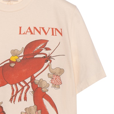 Kaos Unisex Lanvin Beige Motif Gajah & Lobster Kartun. RM-TS0002-J052-E2130 Sizing Kaos Unisex Lanvin Beige Motif Gajah & Lobster Kartun. RM-TS0002-J052-E2130