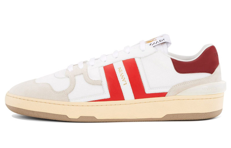 Buy Lanvin Clay Leather Low-Top 'White Red' FM-SKDK00-NASH
