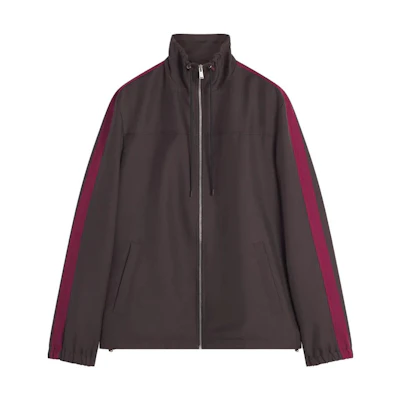 Lanvin Contrast Drawstring Logo Embroidered Zip Jacket Brown RM-JA0023-5794-H23693