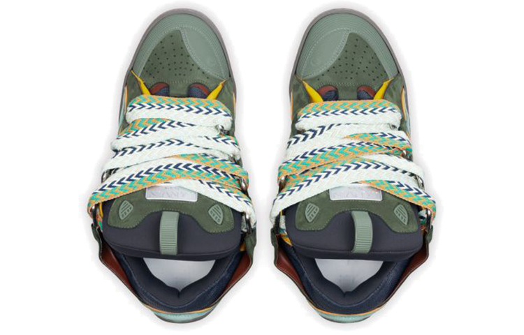 Lookbook Lanvin 浪凡 Curb 牛皮絨面 繫帶平跟 時尚板鞋 男款 綠色