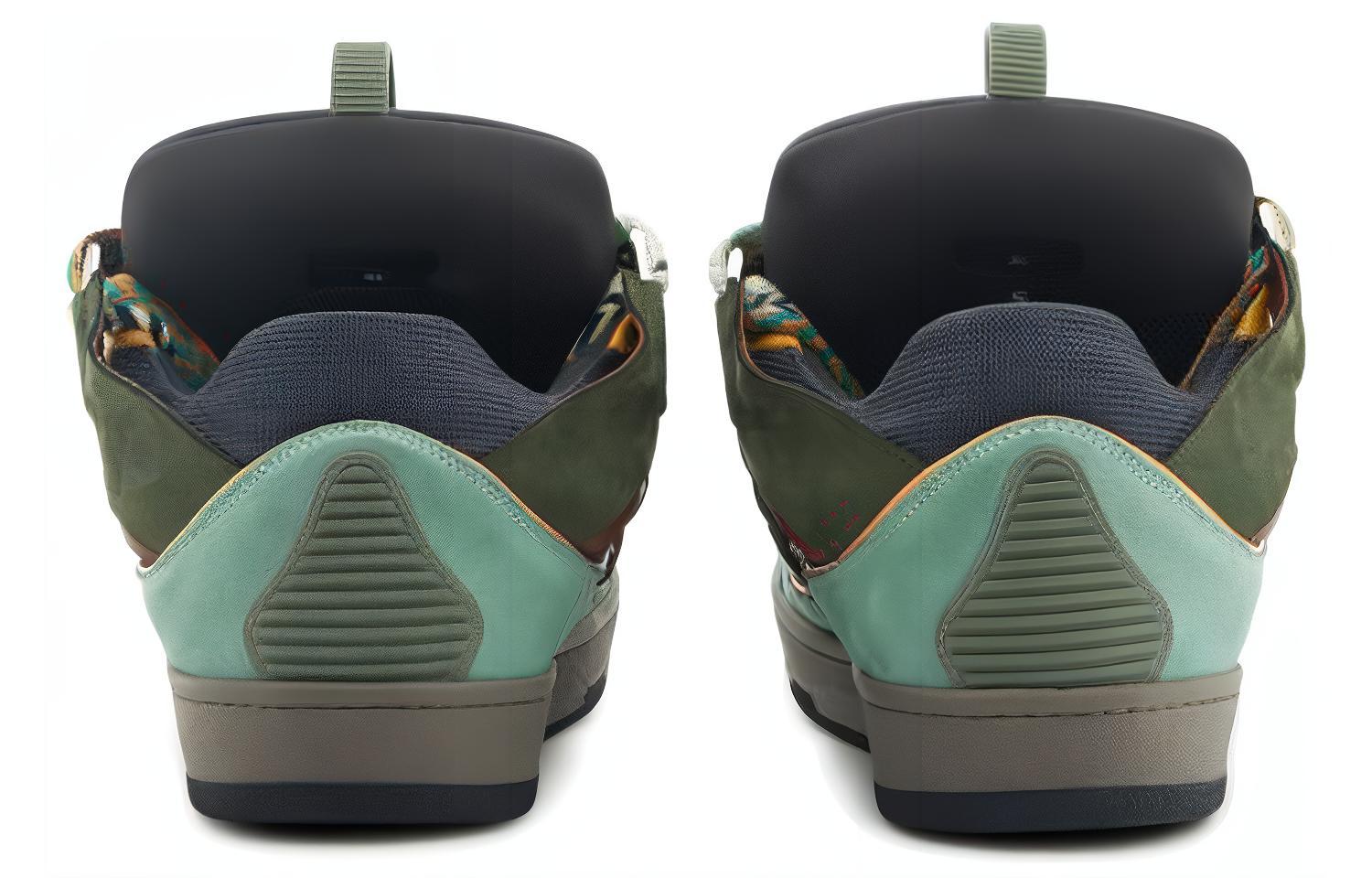 Shop Lanvin 浪凡 Curb 牛皮絨面 繫帶平跟 時尚板鞋 男款 綠色