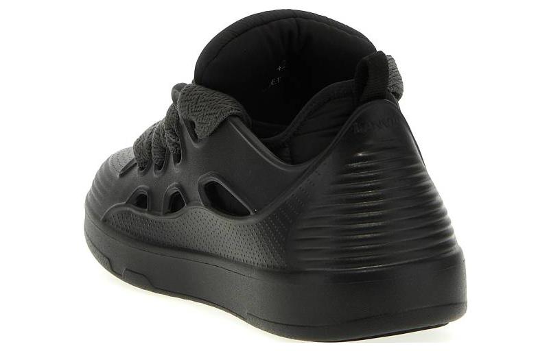 Lookbook Lanvin浪凡 Curb 皮革 圓頭平底繫帶 低幫 板鞋 男款 黑色