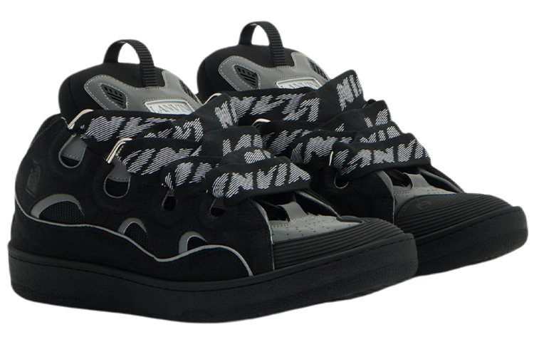 Shop Lanvin浪凡 Curb 皮革 低幫 時尚板鞋 男款 黑色