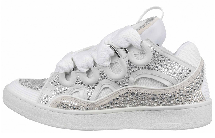 Lanvin Curb Sneakers 'Crystal Embellishments - White' FM-SKRK11-STRA-P22-00M2
