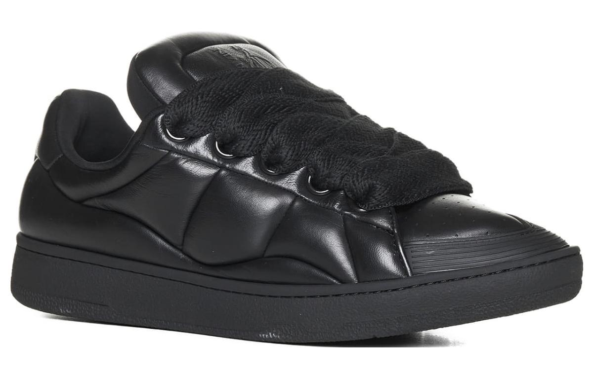 Lookbook Lanvin浪凡 小牛皮 圓頭系帶 舒適百搭 低幫 板鞋 男款 黑色