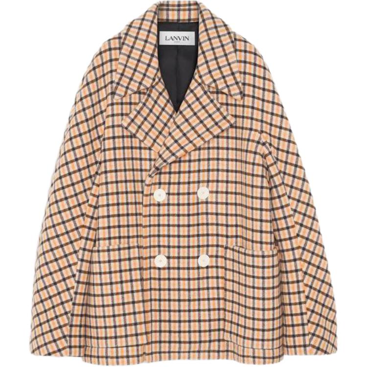 Lanvin Double-Breasted Plaid Jacket with Lapel Long Sleeves RM-OU0007-5759-A236090