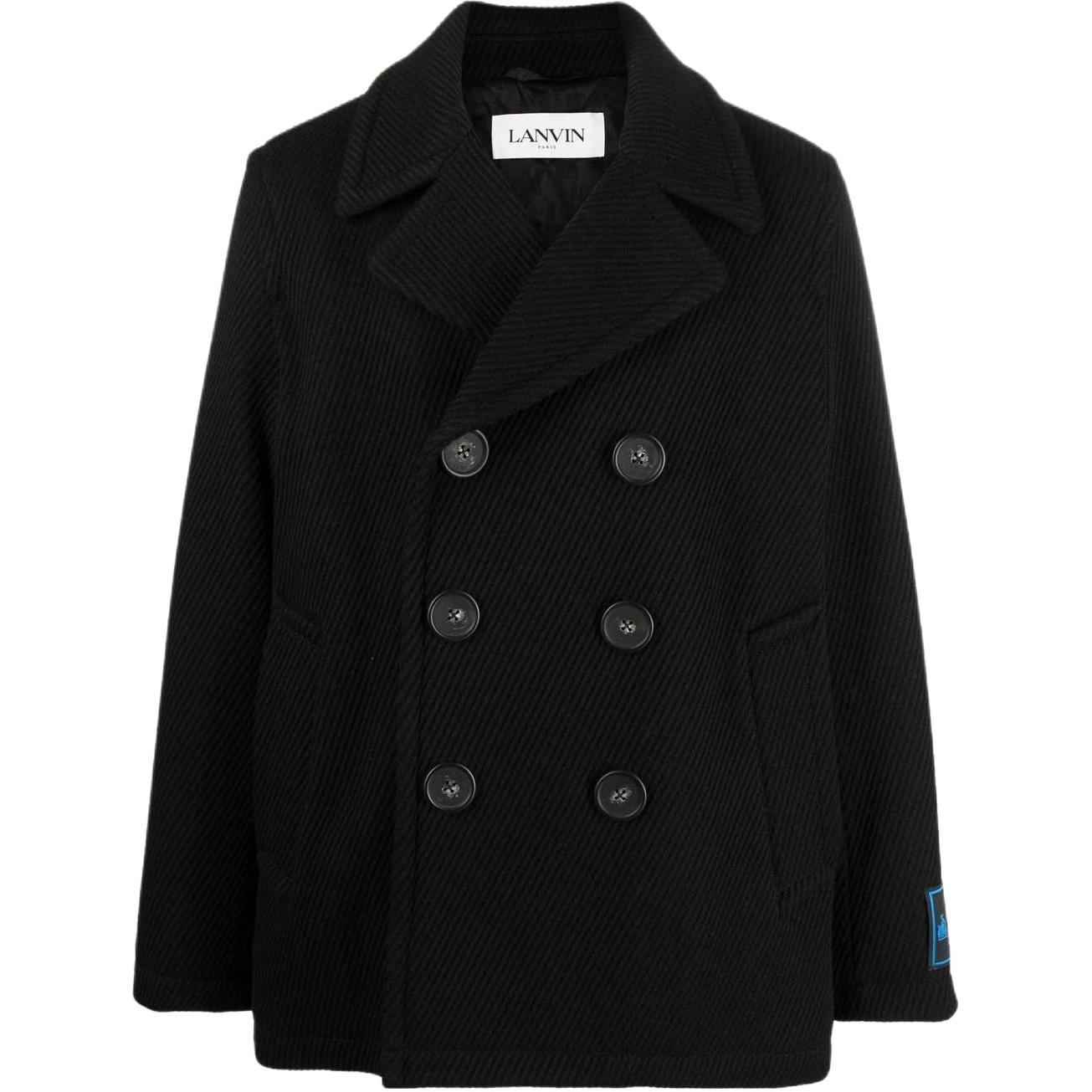 Lanvin Double-Breasted Solid Color Blazer Jacket - Black RM-OU0002-5393-A2210