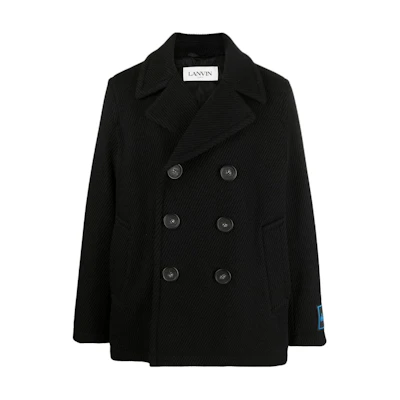 Lanvin Double-Breasted Solid Color Blazer Jacket - Black RM-OU0002-5393-A2210