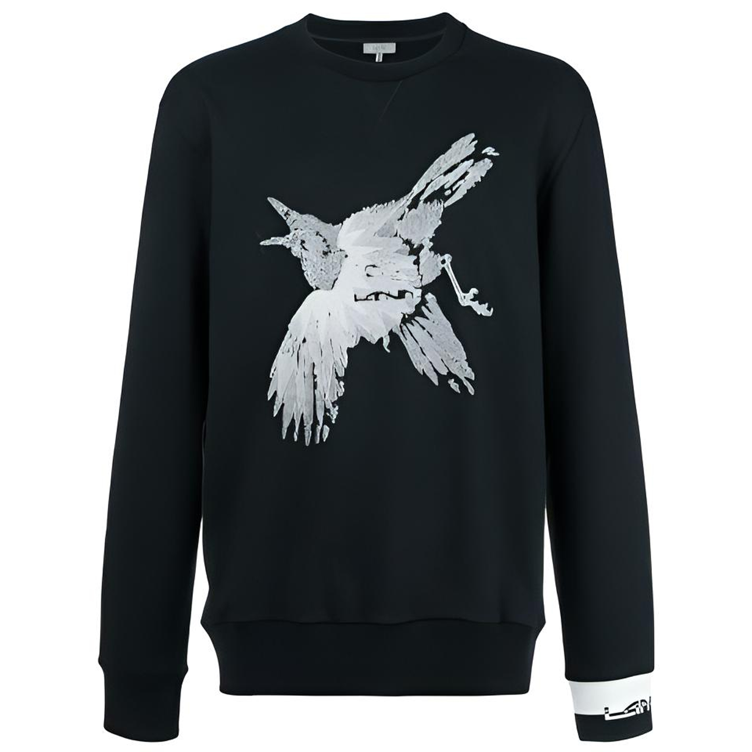 Lanvin FW21 Black Pullover Sweatshirt with Logo Bird Embroidery () RM-JE0048-A18-10