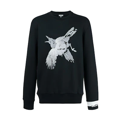 Lanvin FW21 Black Pullover Sweatshirt with Logo Bird Embroidery () RM-JE0048-A18-10